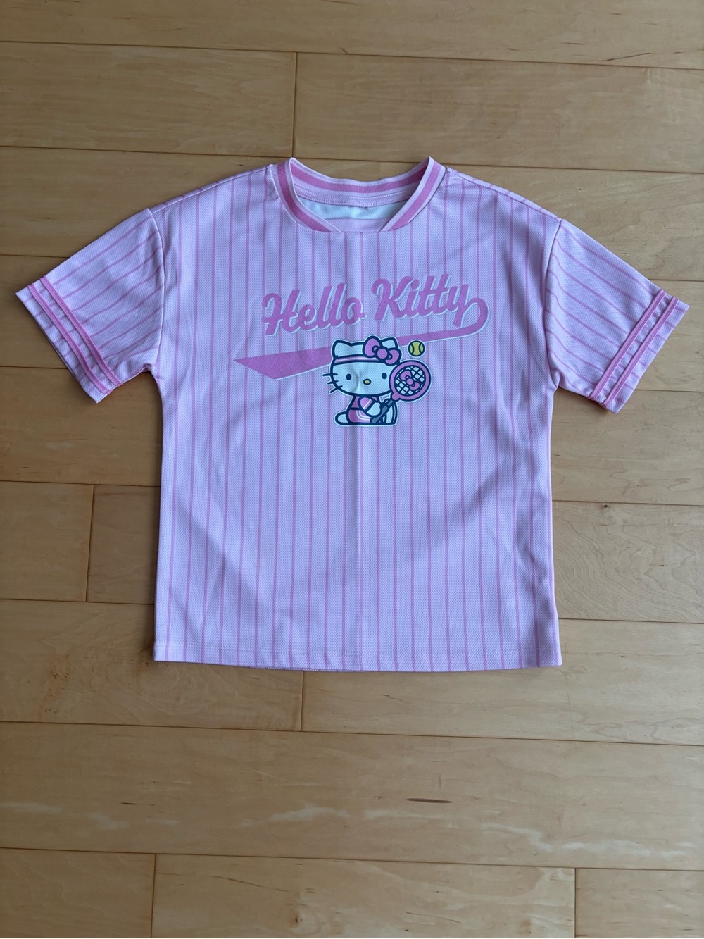 Sanrio Hello Kitty Pink Striped Tennis Graphic Short Sleeve Tee